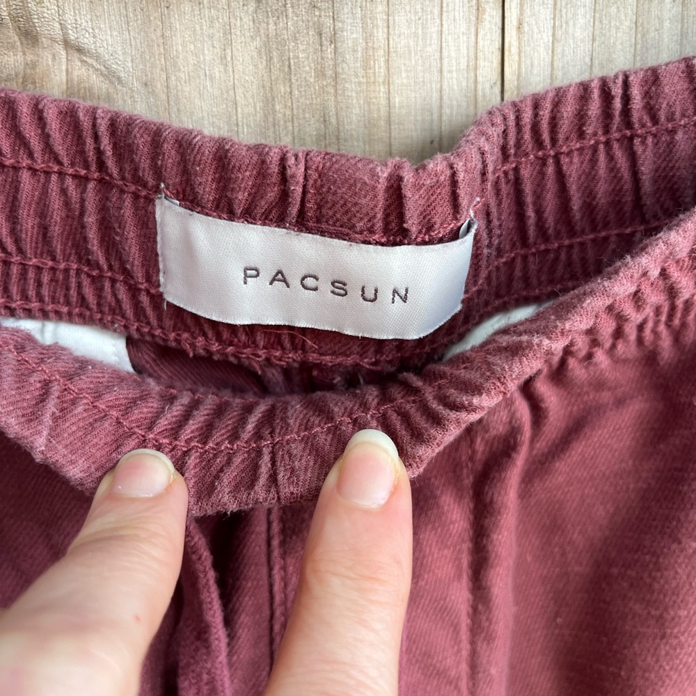 PacSun Burgundy Elastic Waist Volley 6” Shorts Size M - Picture 2 of 6